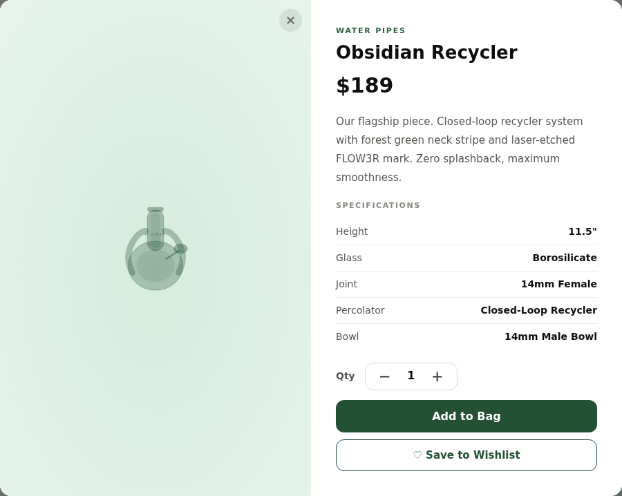A finished product page for the Obsidian Recycler